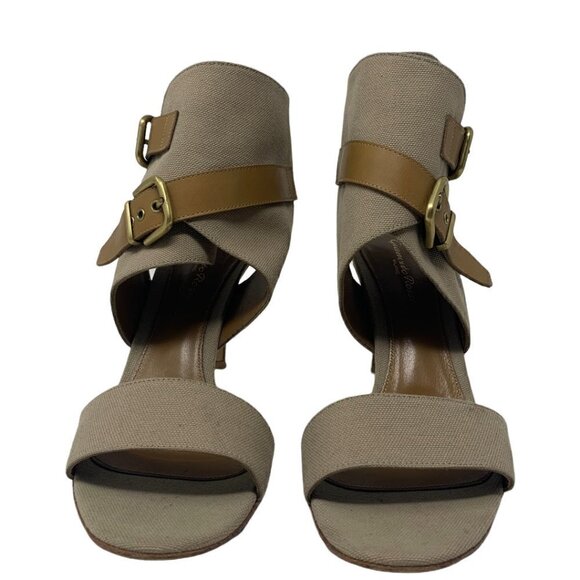 Rare Gianvito Rossi Canvas Leather Ankle Buckle Clossure Safari Sandals Heels 9 - Picture 4 of 14